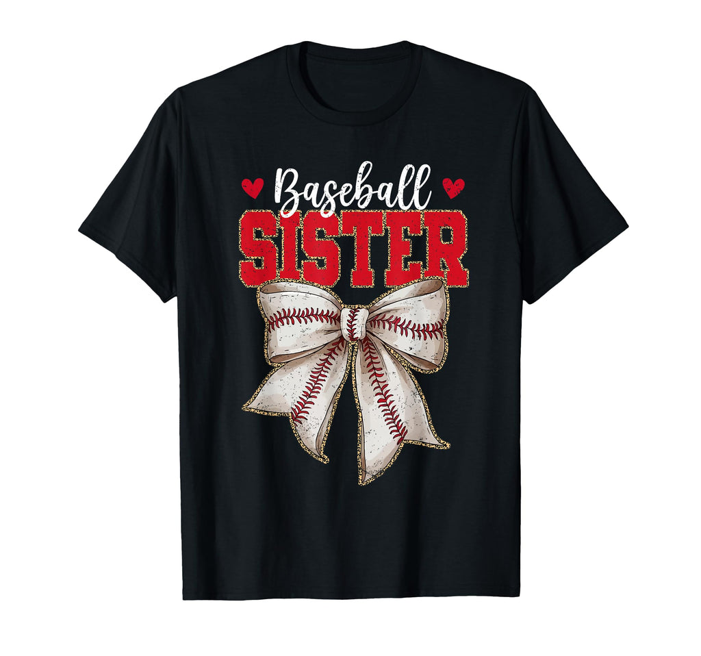 Baseball Sister Bow Leopard Baseball T-Shirt - Streetwear Style Unisex - T-Shirt, Sweatshirt, Hoodie