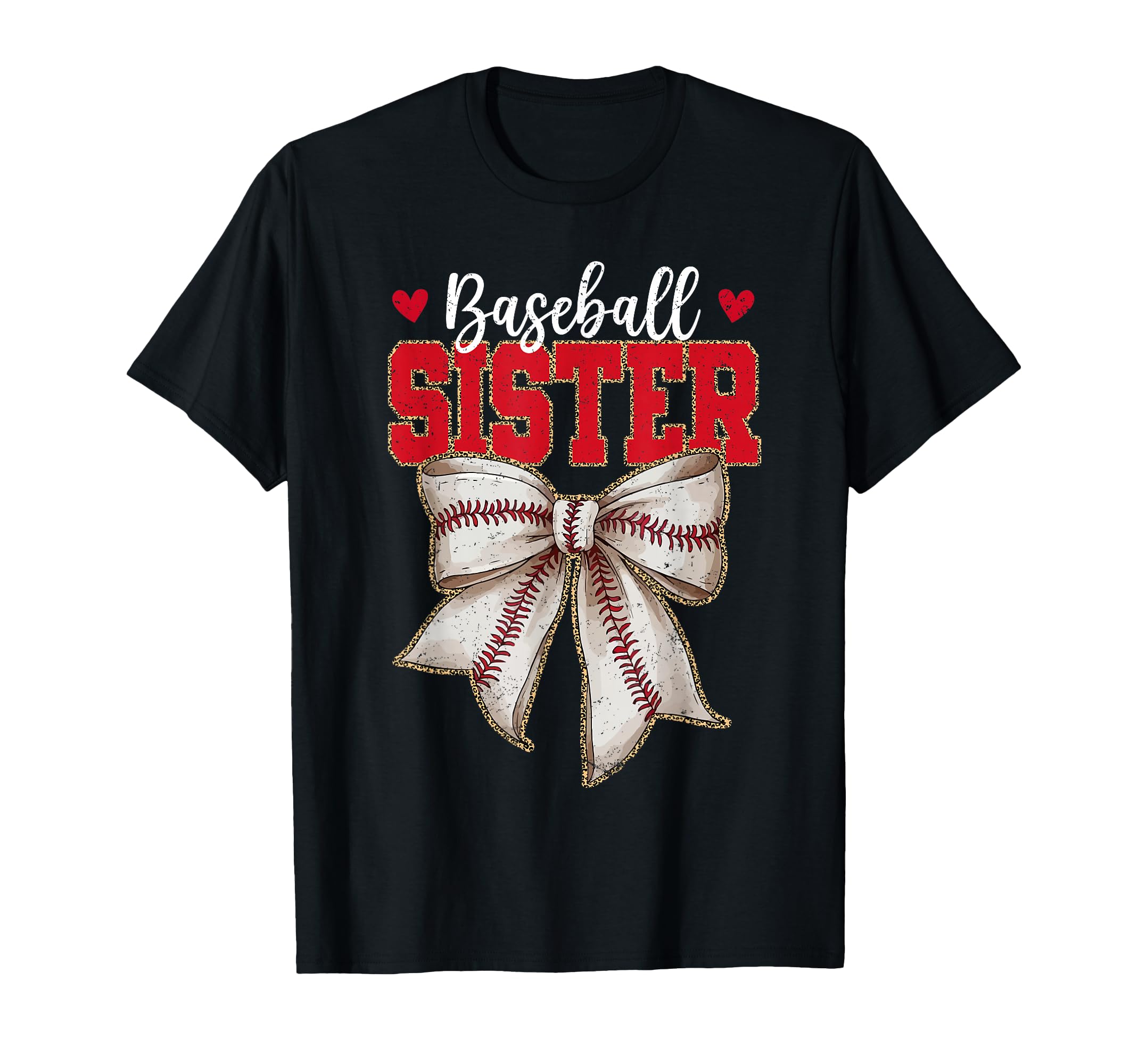 Baseball Sister Bow Leopard Baseball T-Shirt - Streetwear Style Unisex - T-Shirt, Sweatshirt, Hoodie