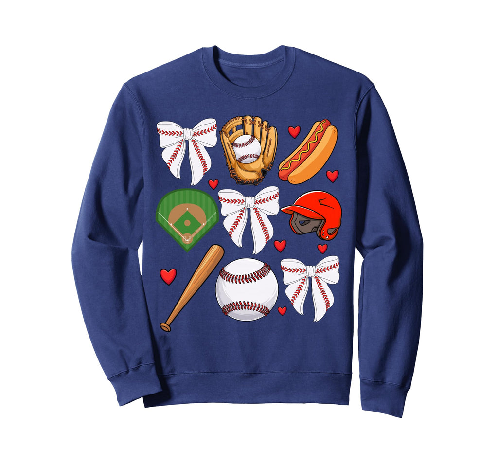 Baseball Coquette Bow Baseball Sweatshirt - Novelty Apparel Men Women - T-Shirt, Sweatshirt, Hoodie