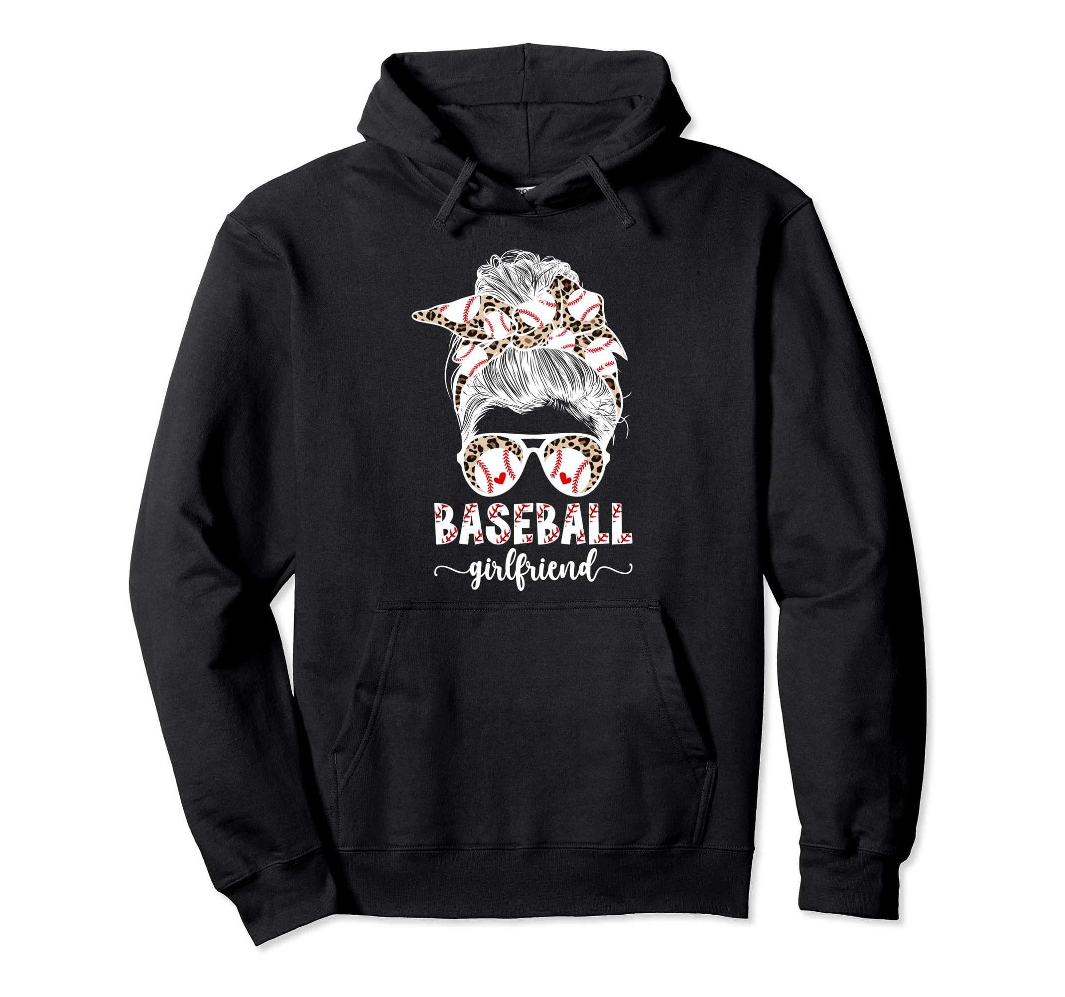 Baseball Girlfriend Messy Bun Hoodie - Casual Everyday Wear Men Women - T-Shirt, Sweatshirt, Hoodie