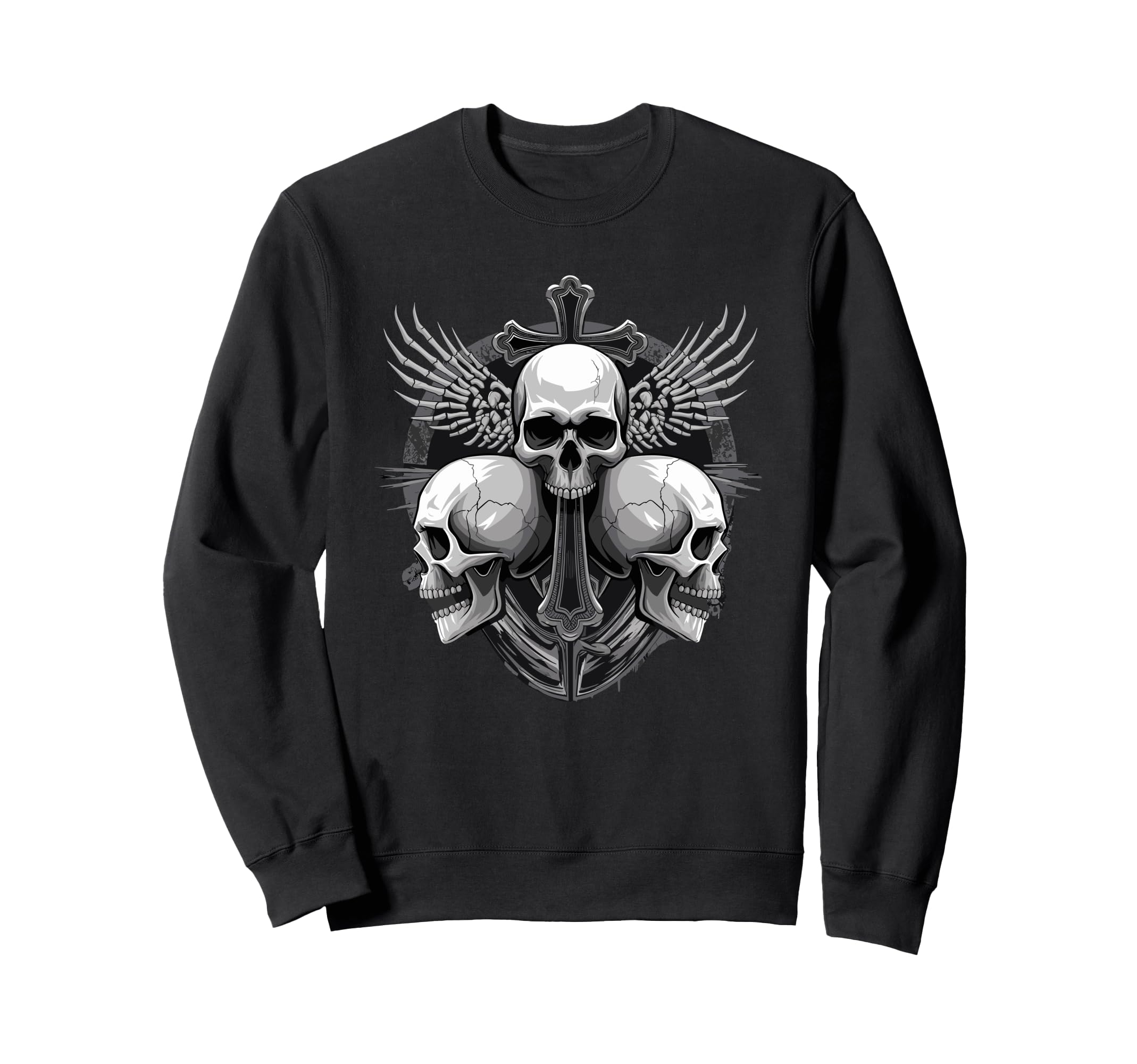 Skeleton Head Cross Y2K Goth Grunge Sweatshirt - Minimalist Print Unisex - T-Shirt, Sweatshirt, Hoodie