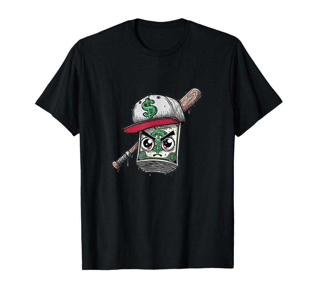 Funny Dollar Bill As Baseball Player T-Shirt - Unique Graphic Men Women - T-Shirt, Sweatshirt, Hoodie