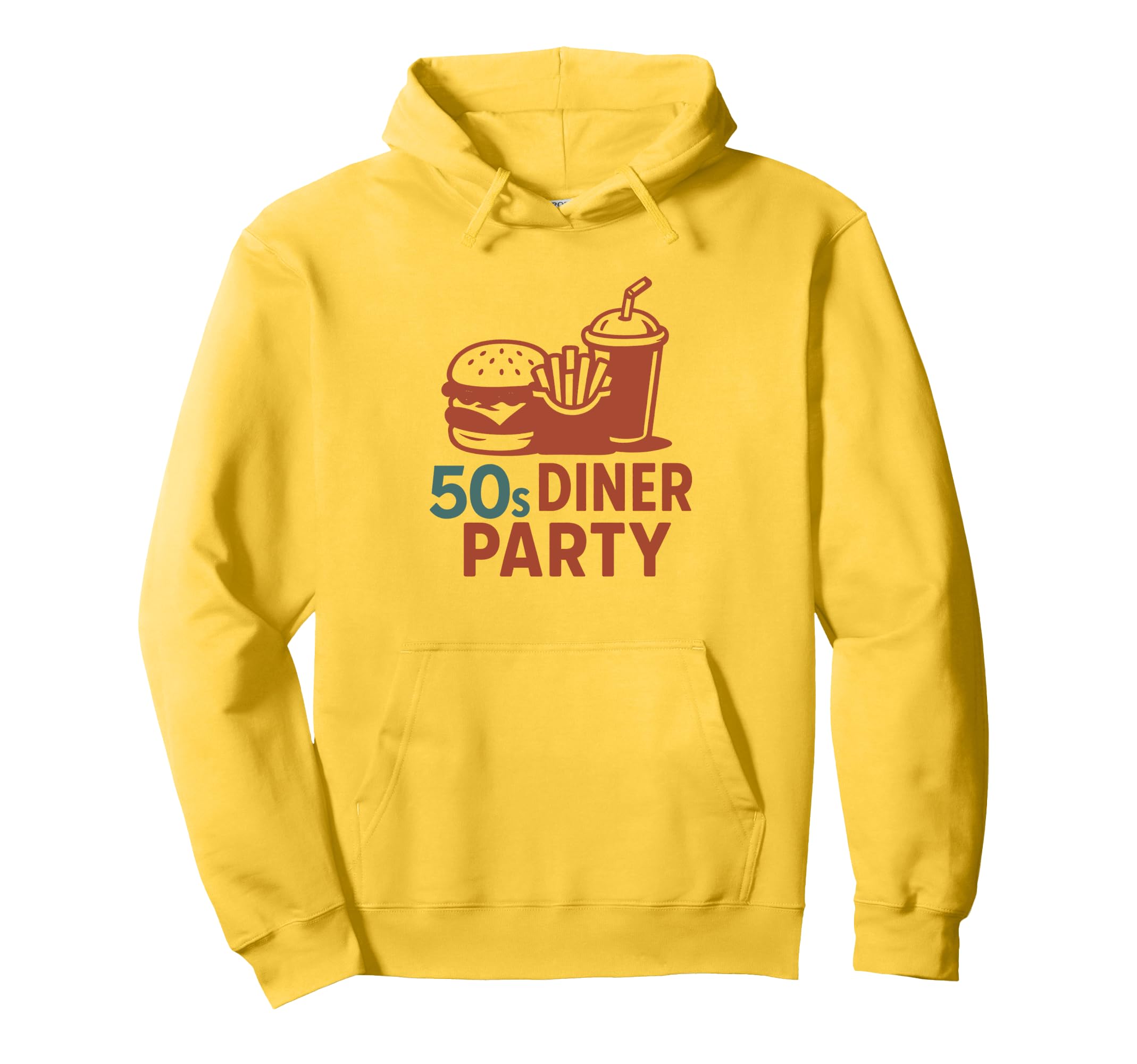 50S Diner Party Burger Fries Milkshake Hoodie - Minimalist Print Unisex - T-Shirt, Sweatshirt, Hoodie
