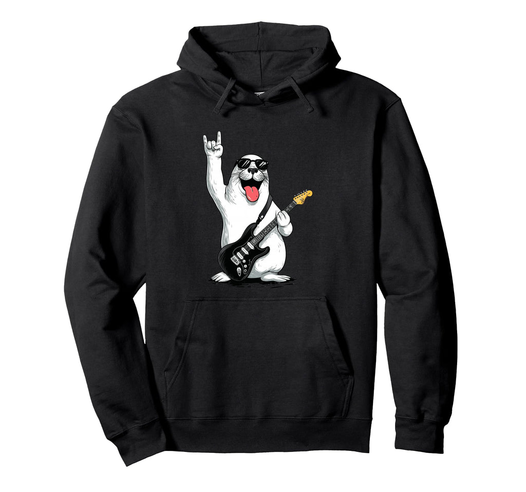 Funny Rock And Roll Seal Music Lover Hoodie - Unique Graphic Men Women - T-Shirt, Sweatshirt, Hoodie