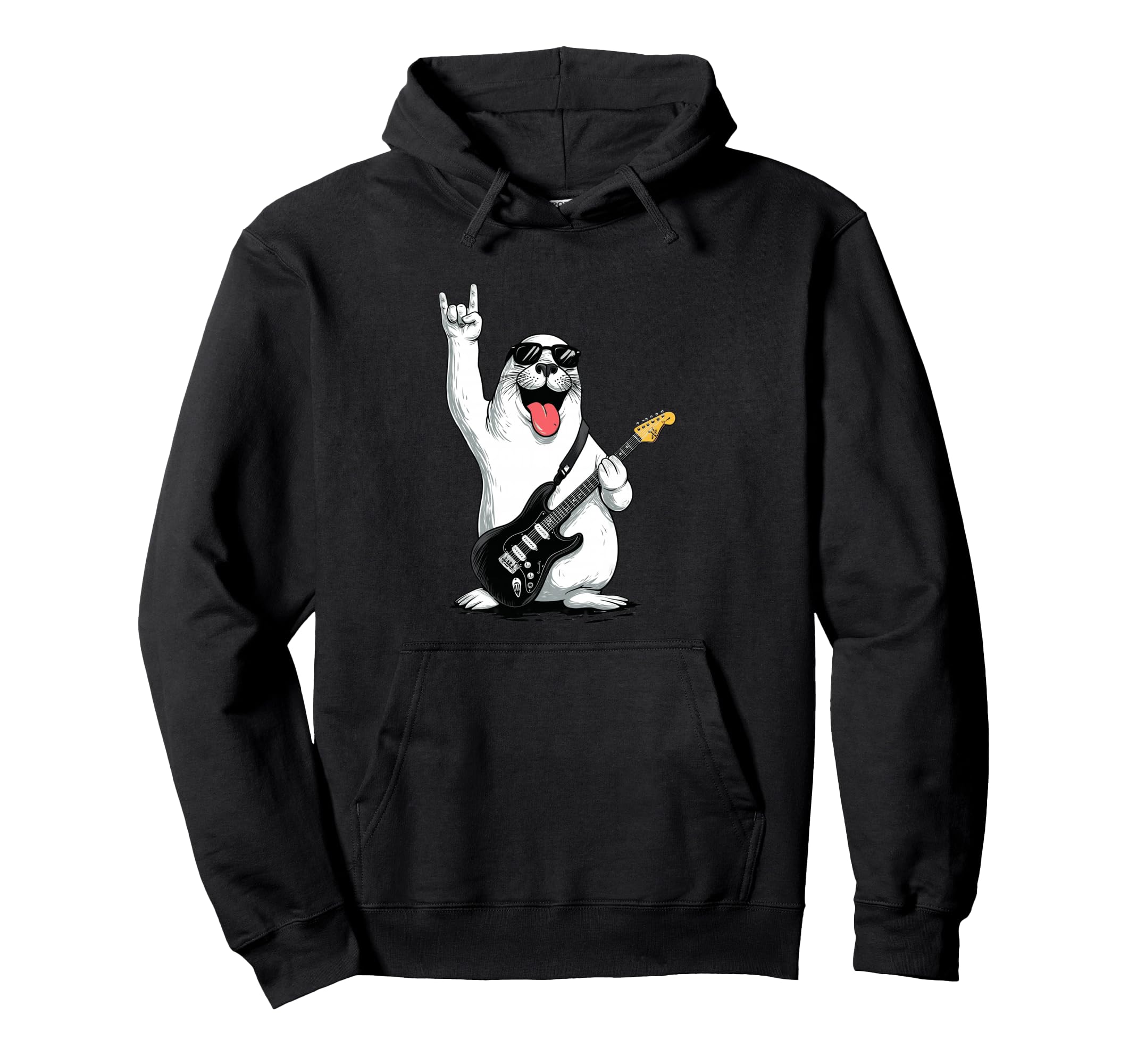 Funny Rock And Roll Seal Music Lover Hoodie - Unique Graphic Men Women - T-Shirt, Sweatshirt, Hoodie