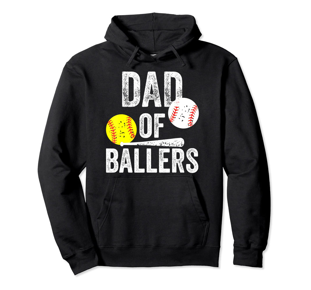 Funny Dad Ballers Baseball Softball Hoodie - Fun Novelty Design for Adults - T-Shirt, Sweatshirt, Hoodie