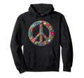 Colorful Peace Sign Hippie Floral Hoodie - Streetwear Style Men Women - T-Shirt, Sweatshirt, Hoodie