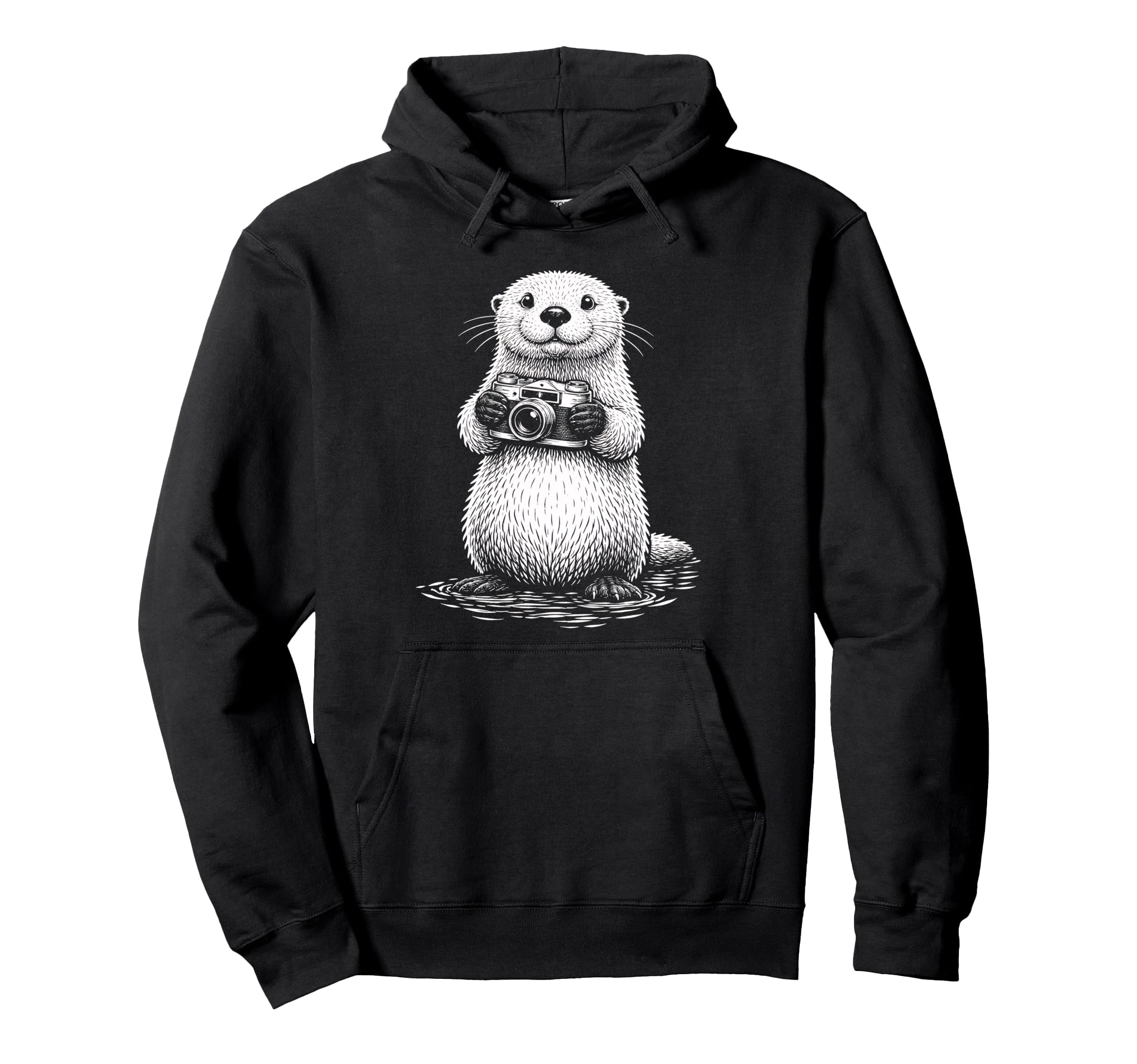 Sea Otter Photographer Camera Hoodie - Trendy Graphic for Adults - T-Shirt, Sweatshirt, Hoodie