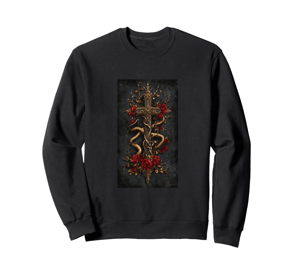 Gothic Cross Grunge Aesthetic Y2K Sweatshirt - Minimalist Print for Adults - T-Shirt, Sweatshirt, Hoodie