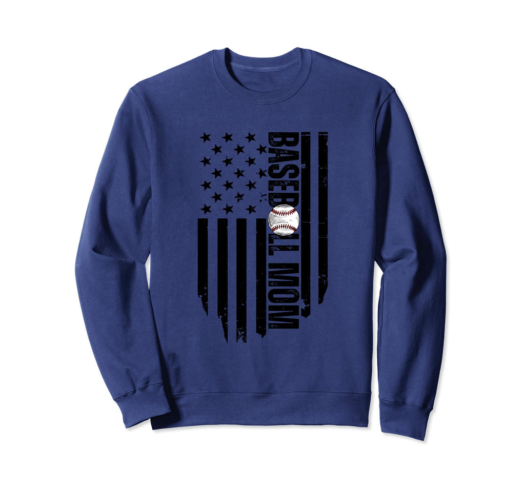 Baseball Mom Usa Flag Baseball Sweatshirt - Streetwear Style for Adults - T-Shirt, Sweatshirt, Hoodie