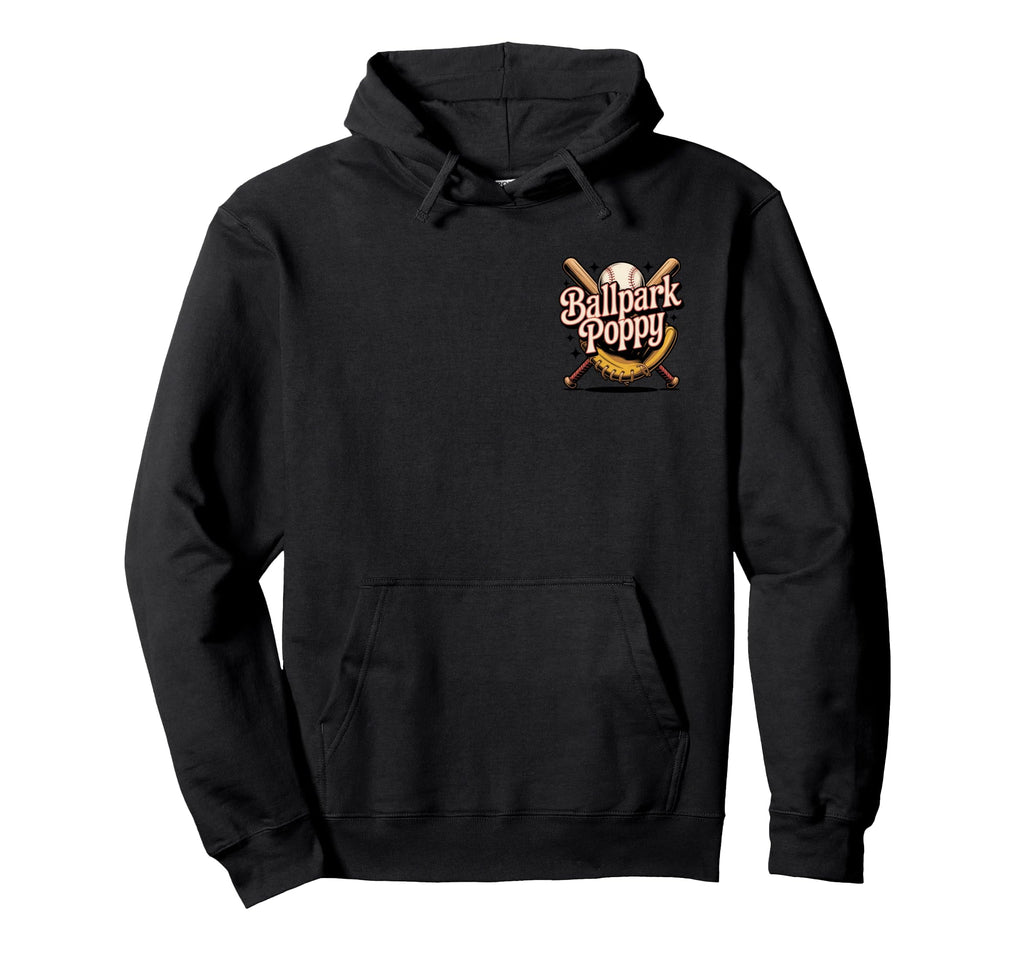 Ballpark Poppy Softball And Baseball Hoodie - Graphic Print for Adults - T-Shirt, Sweatshirt, Hoodie