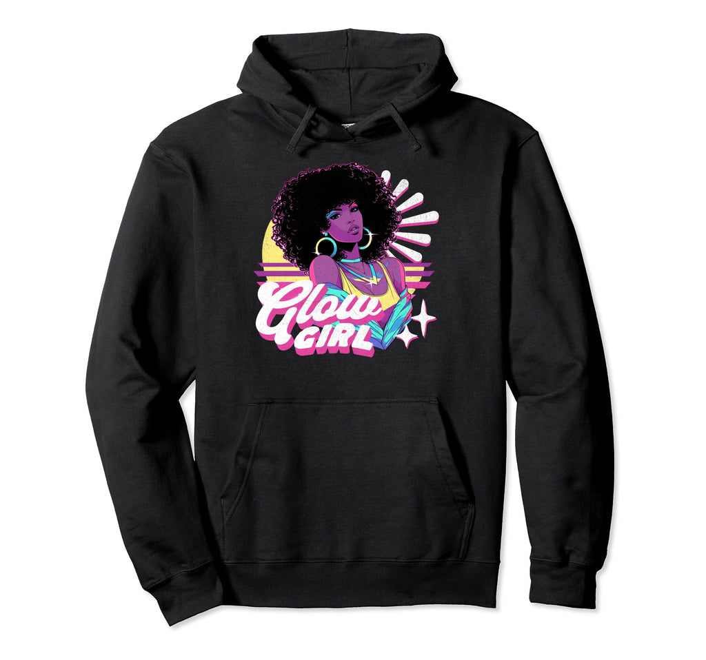 Glow Black Afro 80S 90S Vaporwave Hoodie - Streetwear Style Men Women - T-Shirt, Sweatshirt, Hoodie
