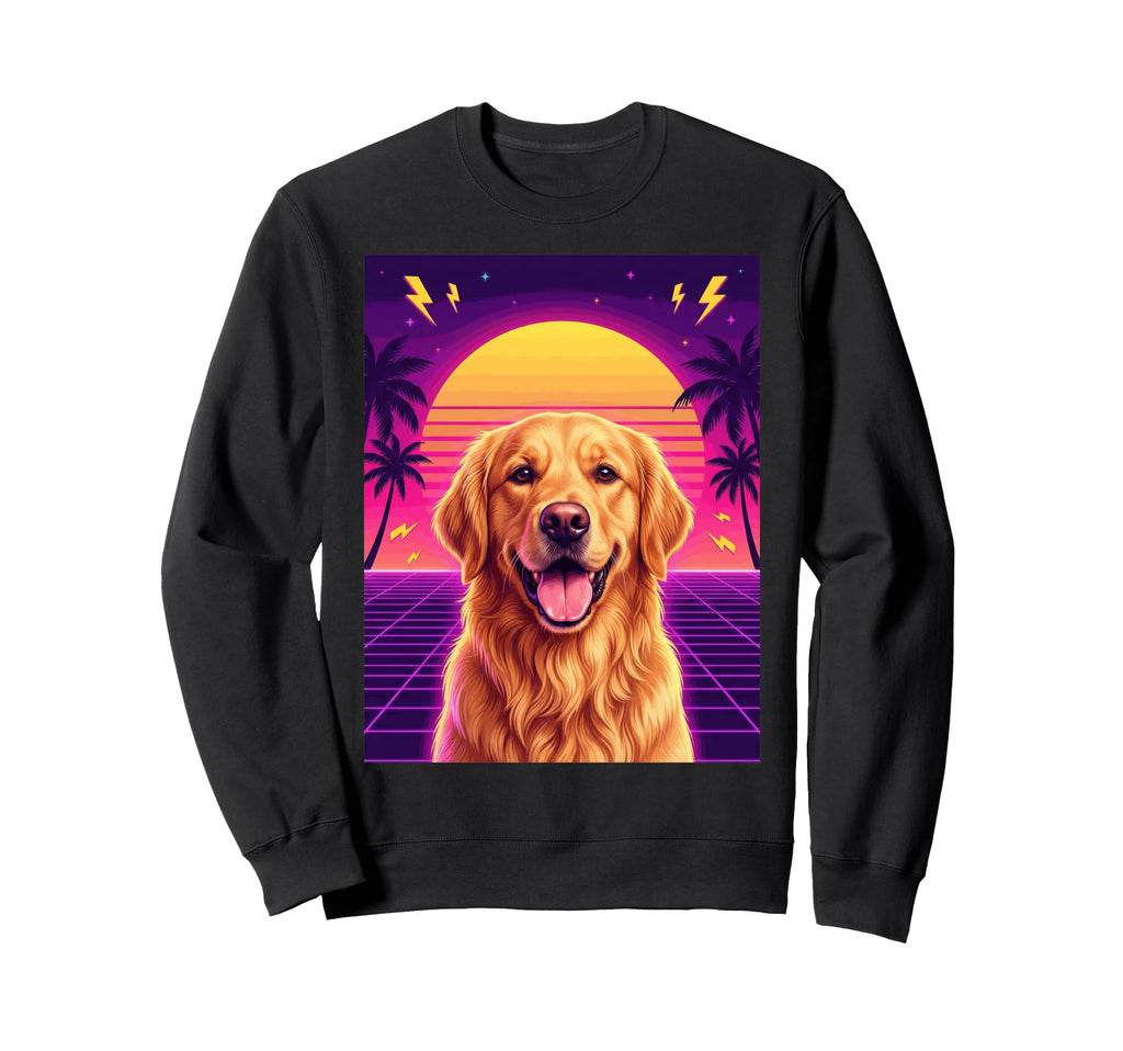 Synthwave Golden Retriever Sweatshirt - Aesthetic Graphic for Adults - T-Shirt, Sweatshirt, Hoodie