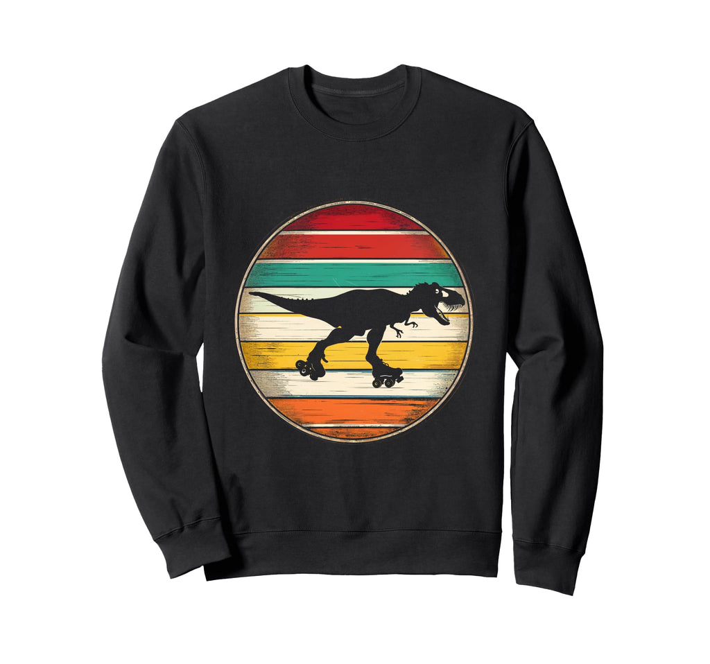 T Rex Roller Skating Dinosaur Sweatshirt - Minimalist Print Men Women - T-Shirt, Sweatshirt, Hoodie
