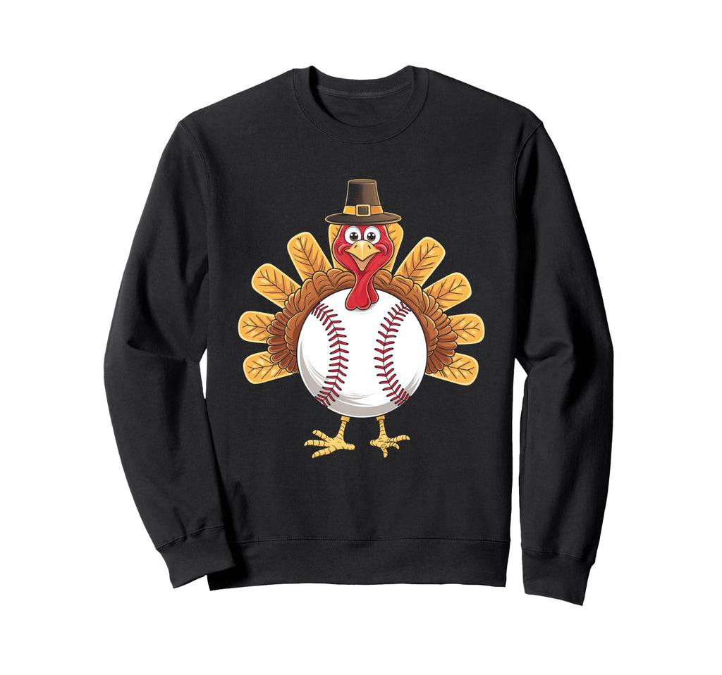 Thanksgiving Turkey Baseball Sweatshirt - Fun Novelty Design for Adults - T-Shirt, Sweatshirt, Hoodie