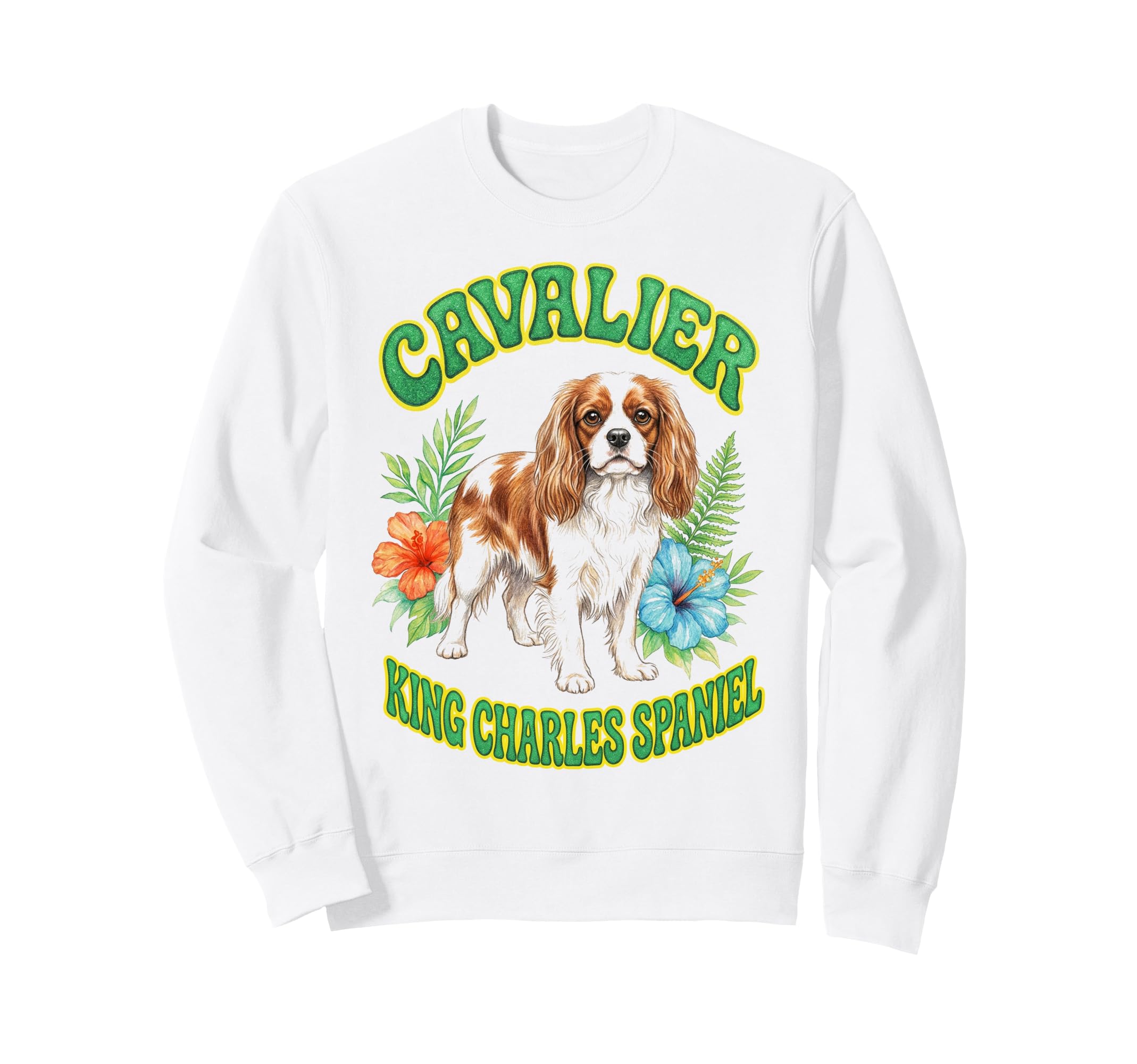 Cavalier King Charles Spaniel Groovy Sweatshirt - Trendy Graphic Unisex - T-Shirt, Sweatshirt, Hoodie