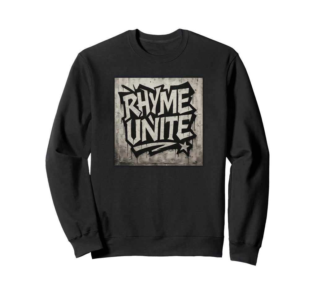 Rhyme Unite Graffiti Tribute Hip Sweatshirt - Minimalist Print for Adults - T-Shirt, Sweatshirt, Hoodie