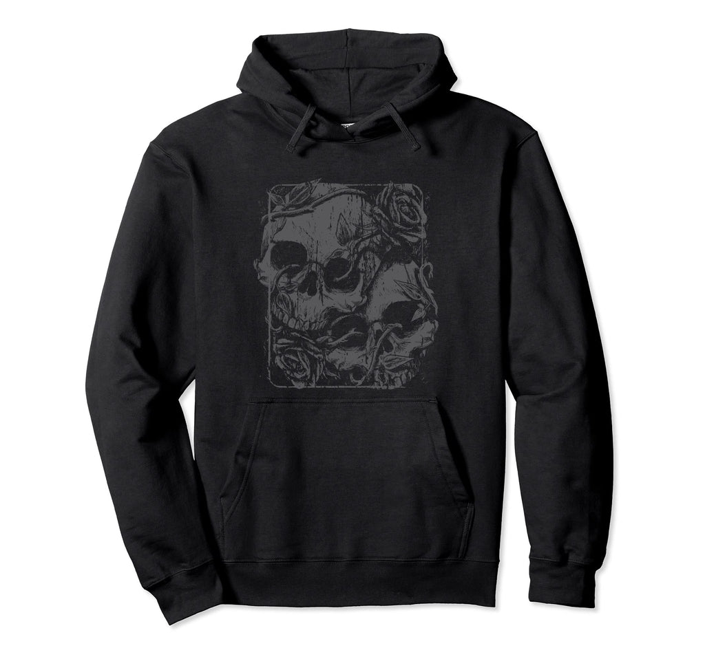 Skull Roses Mycologist Art Aesthetic Hoodie - Aesthetic Graphic Unisex - T-Shirt, Sweatshirt, Hoodie