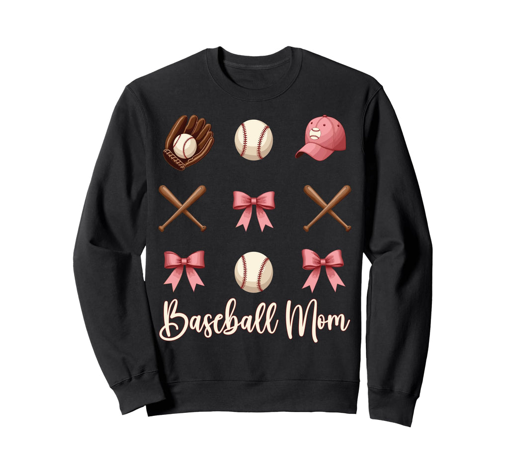 Baseball Mom Funny Coquette Bow Sweatshirt - Novelty Apparel Unisex - T-Shirt, Sweatshirt, Hoodie