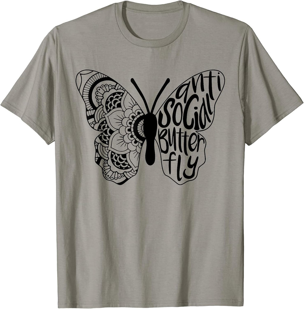 Anti-Social Butterfly Introvert By Merch - Adult & Kids T-Shirts, Sweatshirts & Hoodies apparel design preview 1