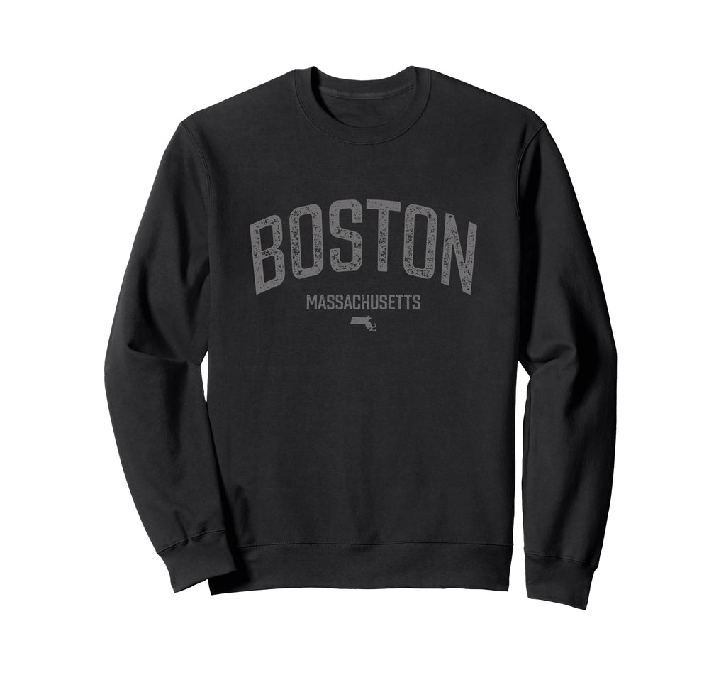 Boston Massachusetts Distressed Sweatshirt - Minimalist Print Men Women - T-Shirt, Sweatshirt, Hoodie
