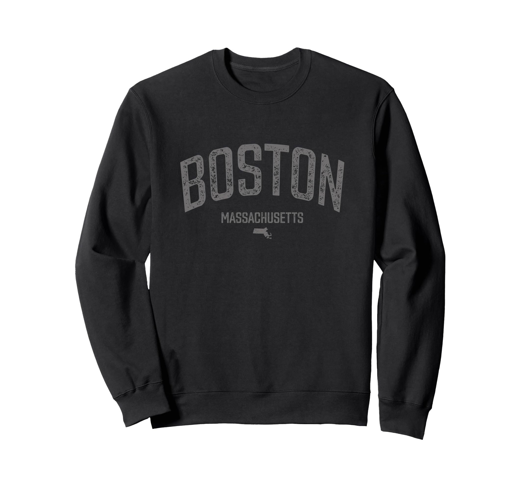 Boston Massachusetts Distressed Sweatshirt - Minimalist Print Men Women - T-Shirt, Sweatshirt, Hoodie
