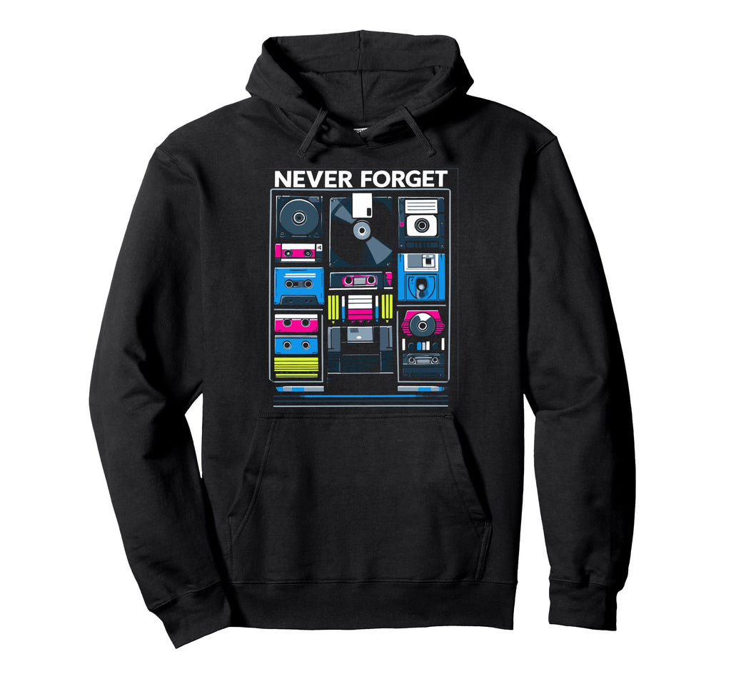 Never Forget Floppy Disk Vhs Cassette Hoodie - Custom Art Print Unisex - T-Shirt, Sweatshirt, Hoodie