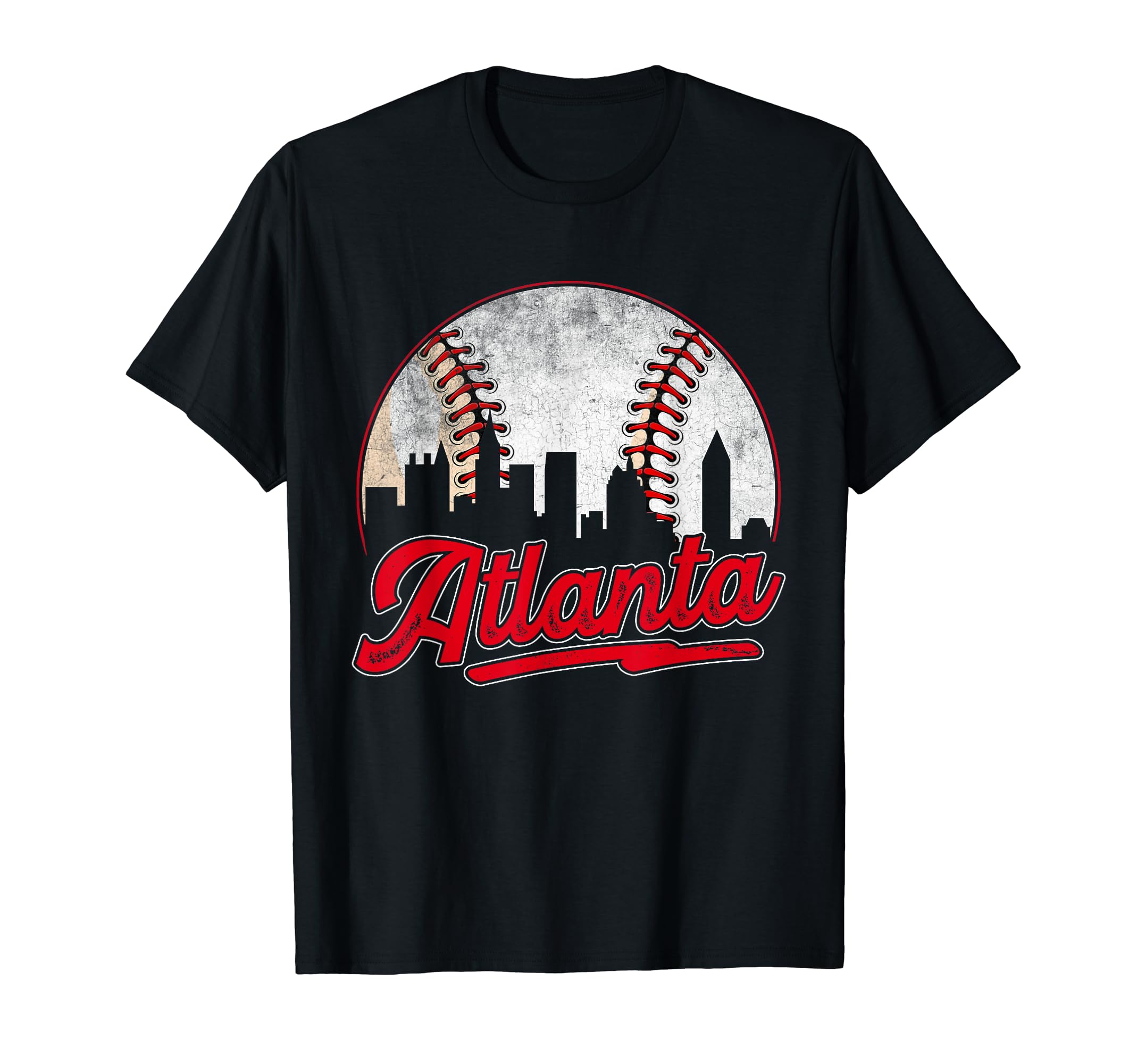 Atlanta Cityscape Baseball Lover Player And T-Shirt - Graphic Print Unisex - T-Shirt, Sweatshirt, Hoodie