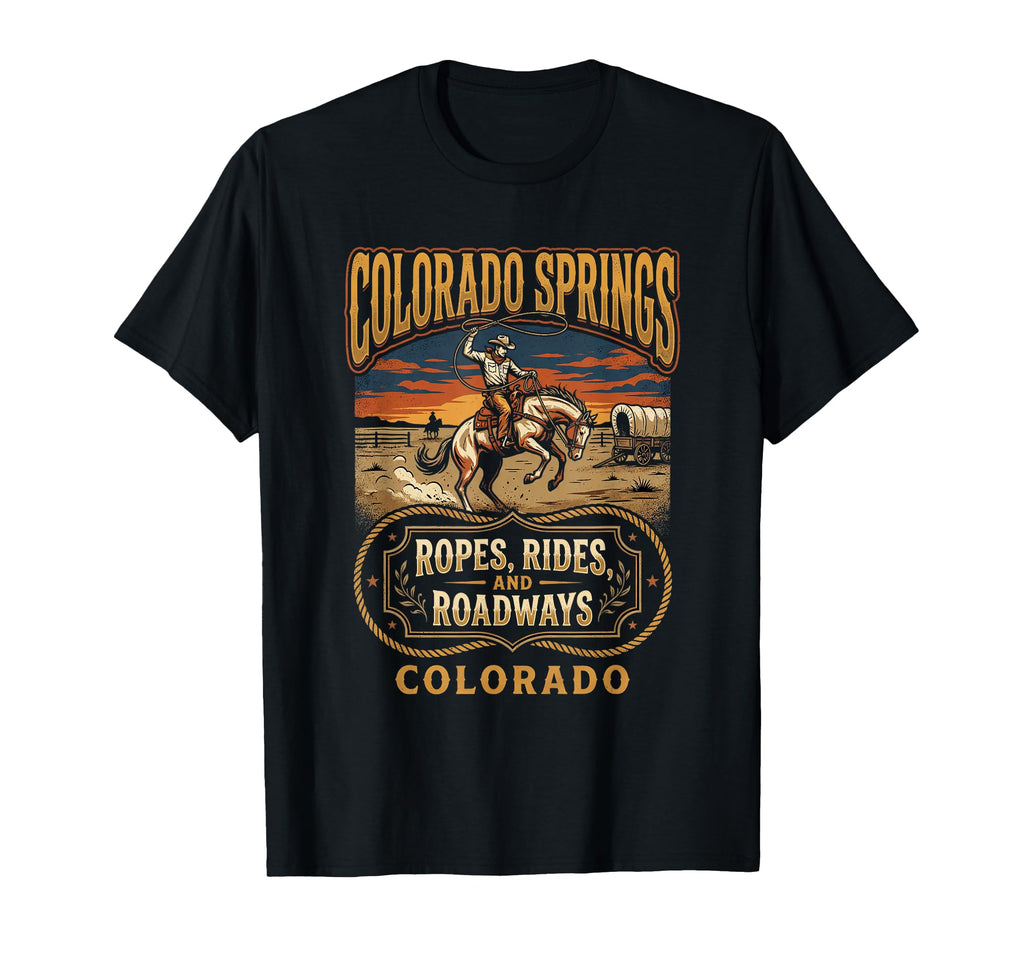 Colorado Springs Cowboy Ropes Rides T-Shirt - Custom Art Print for Adults - T-Shirt, Sweatshirt, Hoodie