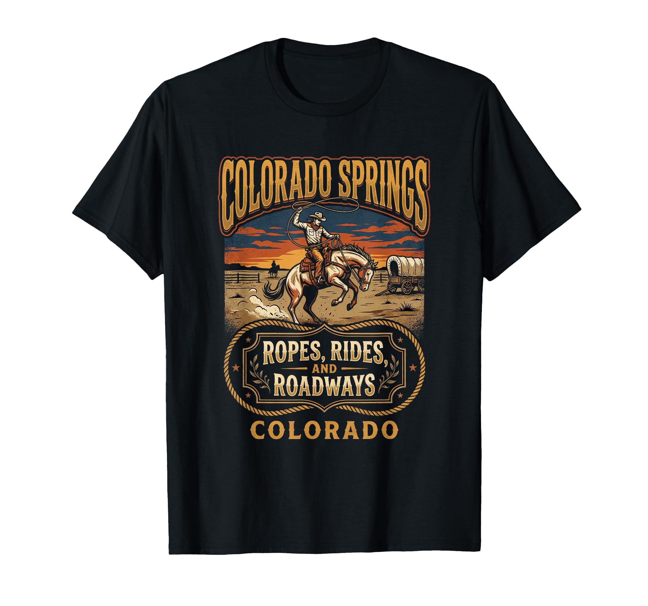 Colorado Springs Cowboy Ropes Rides T-Shirt - Custom Art Print for Adults - T-Shirt, Sweatshirt, Hoodie