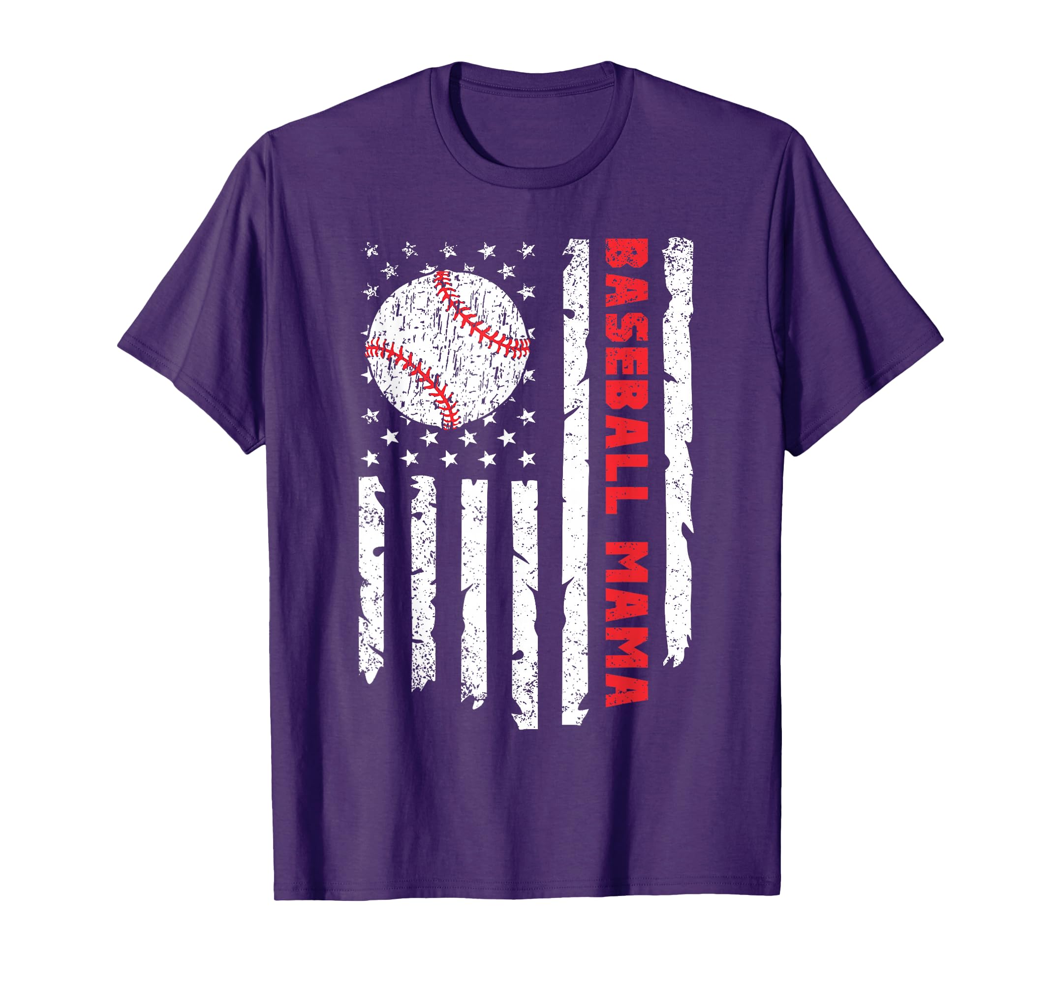 Baseball Mama Usa American Flag Patriotic T-Shirt - Graphic Print Unisex - T-Shirt, Sweatshirt, Hoodie