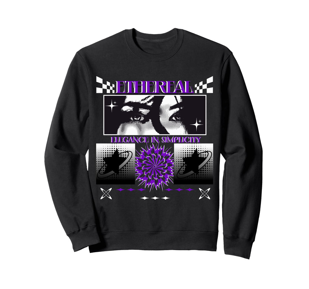 Y2K Aesthetic Black And Purple Sweatshirt - Aesthetic Graphic for Adults - T-Shirt, Sweatshirt, Hoodie