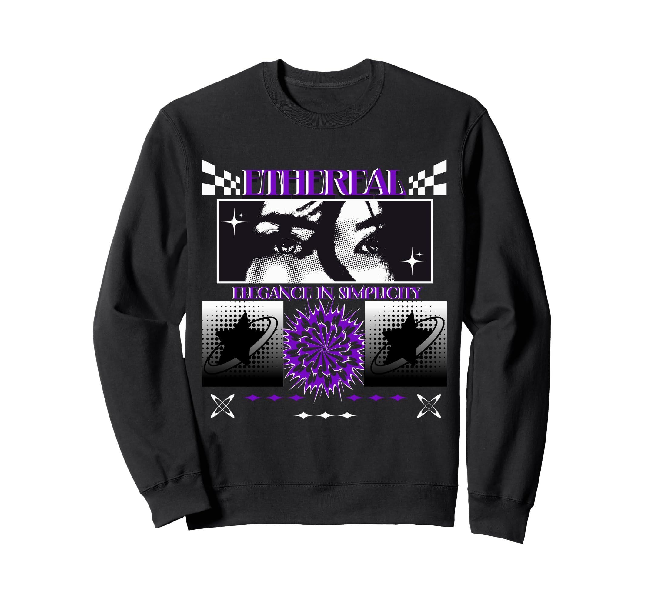 Y2K Aesthetic Black And Purple Sweatshirt - Aesthetic Graphic for Adults - T-Shirt, Sweatshirt, Hoodie