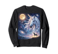 Unicorn Art Celestial Moon Galaxy Sweatshirt - Custom Art Print Men Women - T-Shirt, Sweatshirt, Hoodie