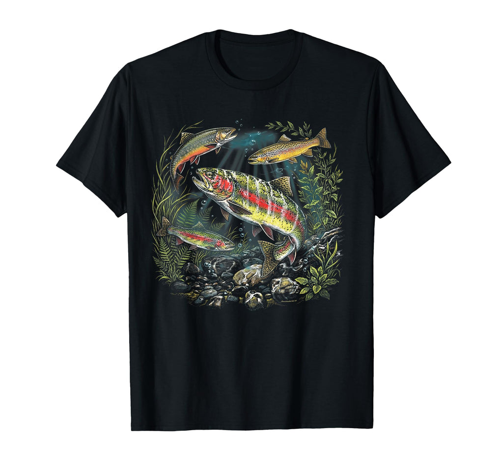 90S River Wildlife Rainbow Trout Nature T-Shirt - Trendy Graphic Men Women - T-Shirt, Sweatshirt, Hoodie