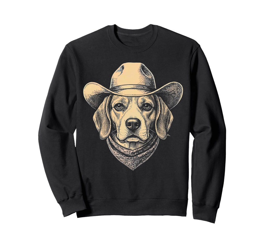 Beagle Dog Cowboy Hat Bandana Sweatshirt - Novelty Apparel for Adults - T-Shirt, Sweatshirt, Hoodie