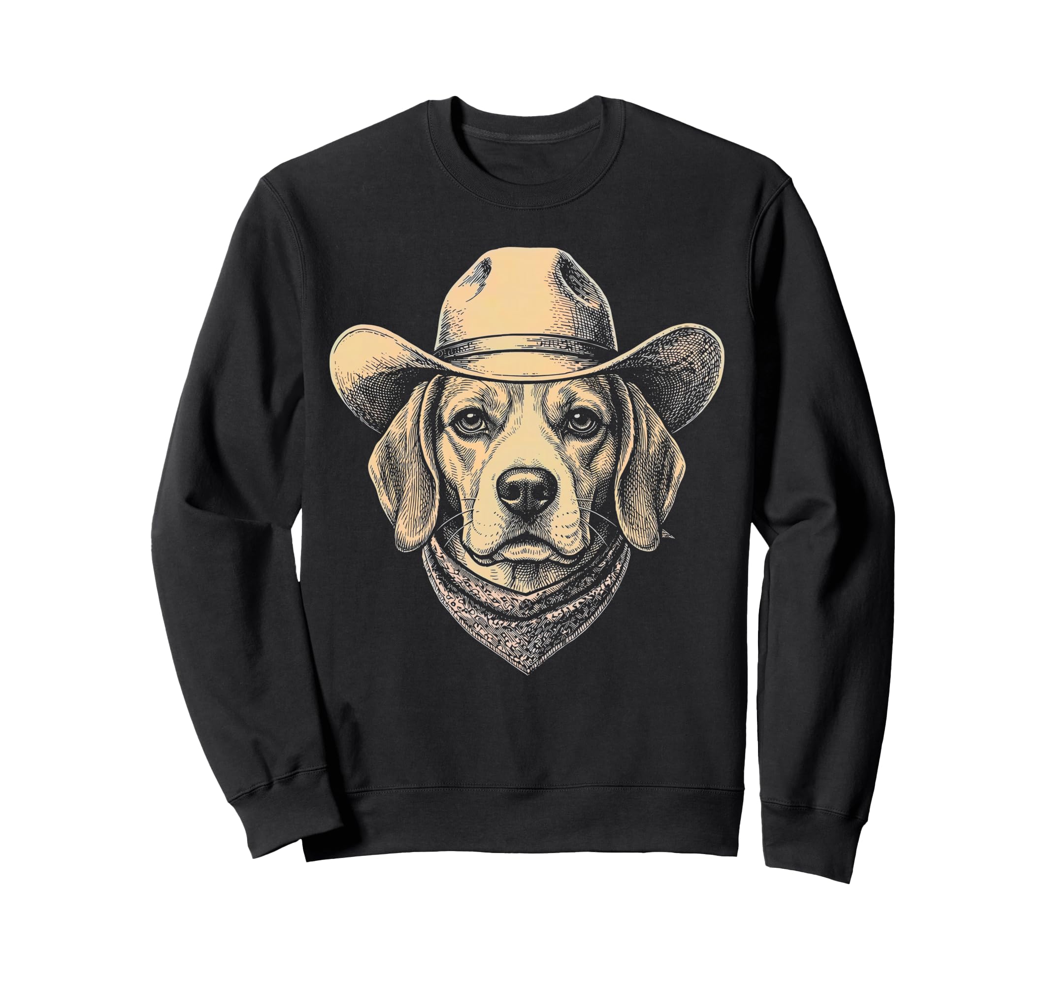 Beagle Dog Cowboy Hat Bandana Sweatshirt - Novelty Apparel for Adults - T-Shirt, Sweatshirt, Hoodie