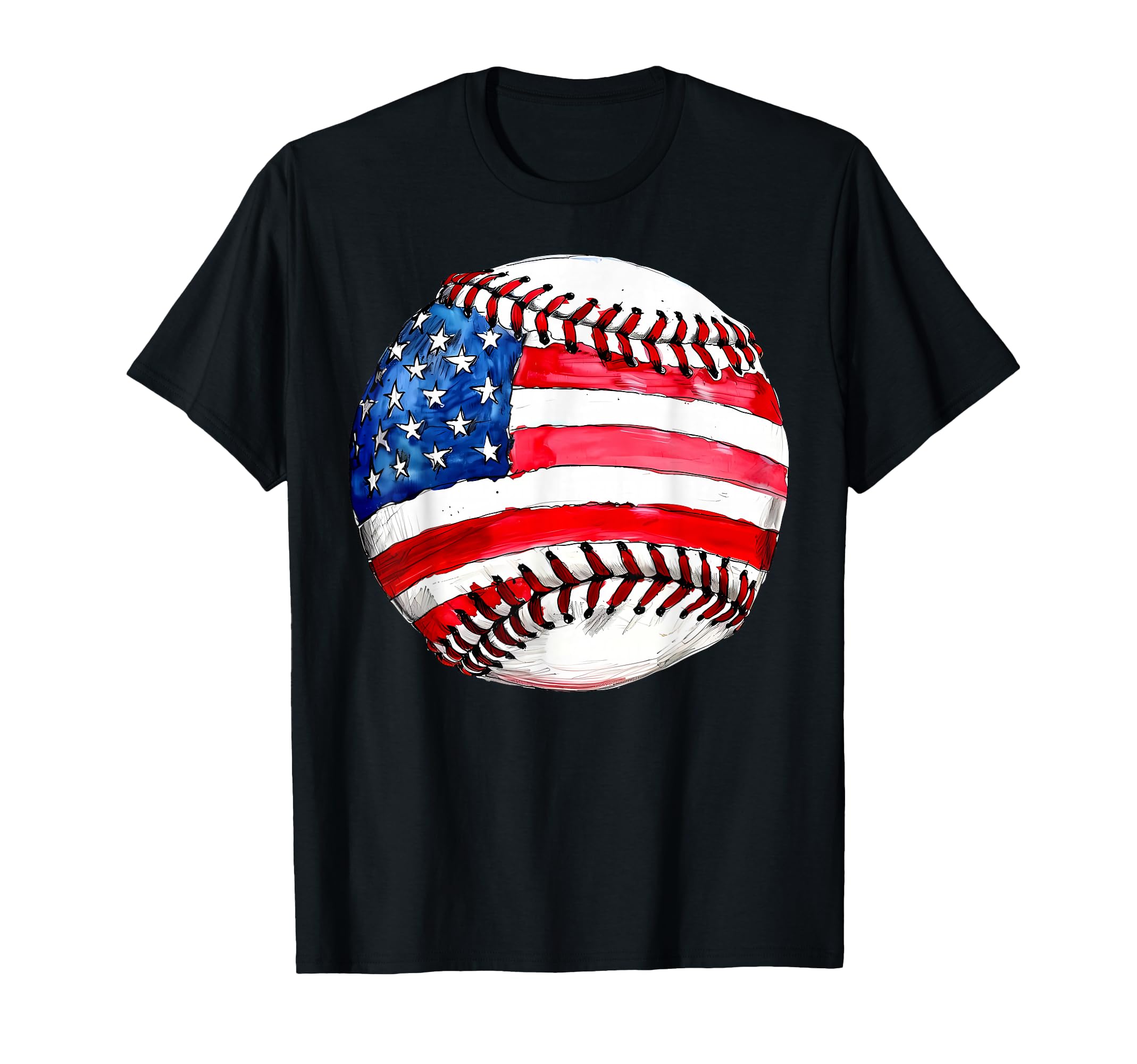 Red White Blue Baseball Usa Flag 4Th T-Shirt - Aesthetic Graphic Unisex - T-Shirt, Sweatshirt, Hoodie