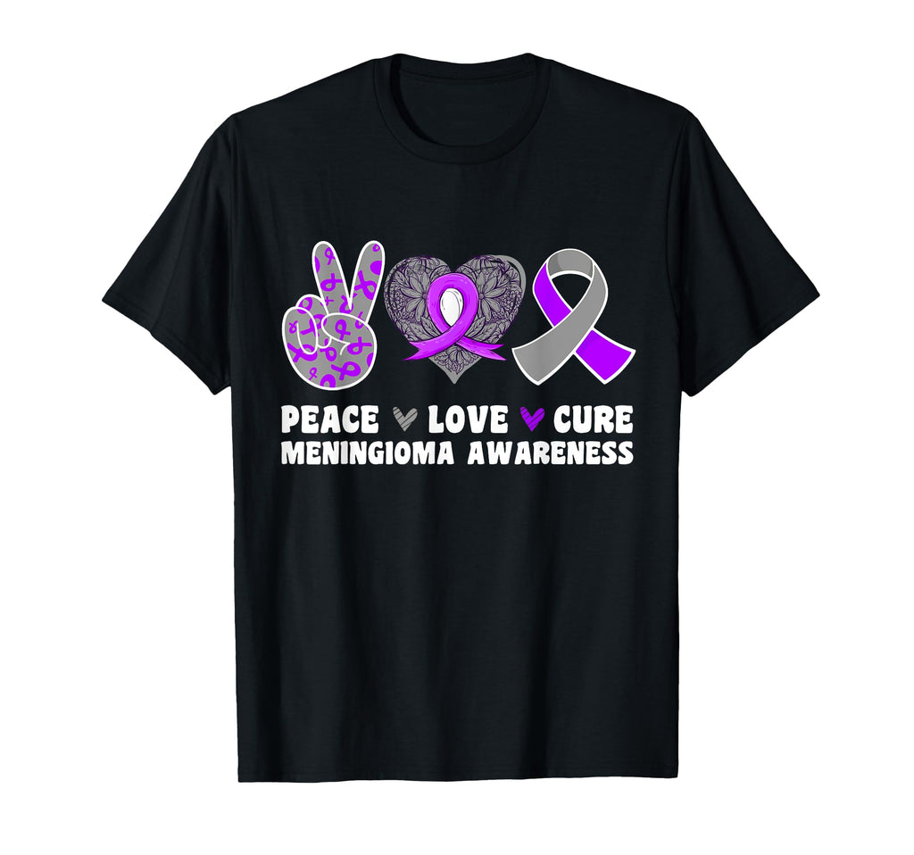 Peace Love Cure Meningioma Awareness T-Shirt - Novelty Apparel Men Women - T-Shirt, Sweatshirt, Hoodie