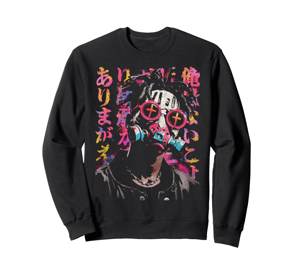 Japanese Streetwear Afro Cyberpunk Sweatshirt - Unique Graphic Men Women - T-Shirt, Sweatshirt, Hoodie