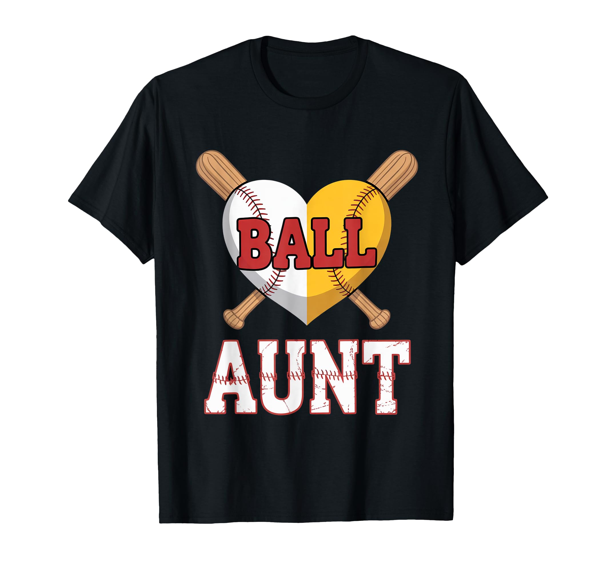 Aunt Softball Baseball Auntie Both Ball T-Shirt - Novelty Apparel Unisex - T-Shirt, Sweatshirt, Hoodie