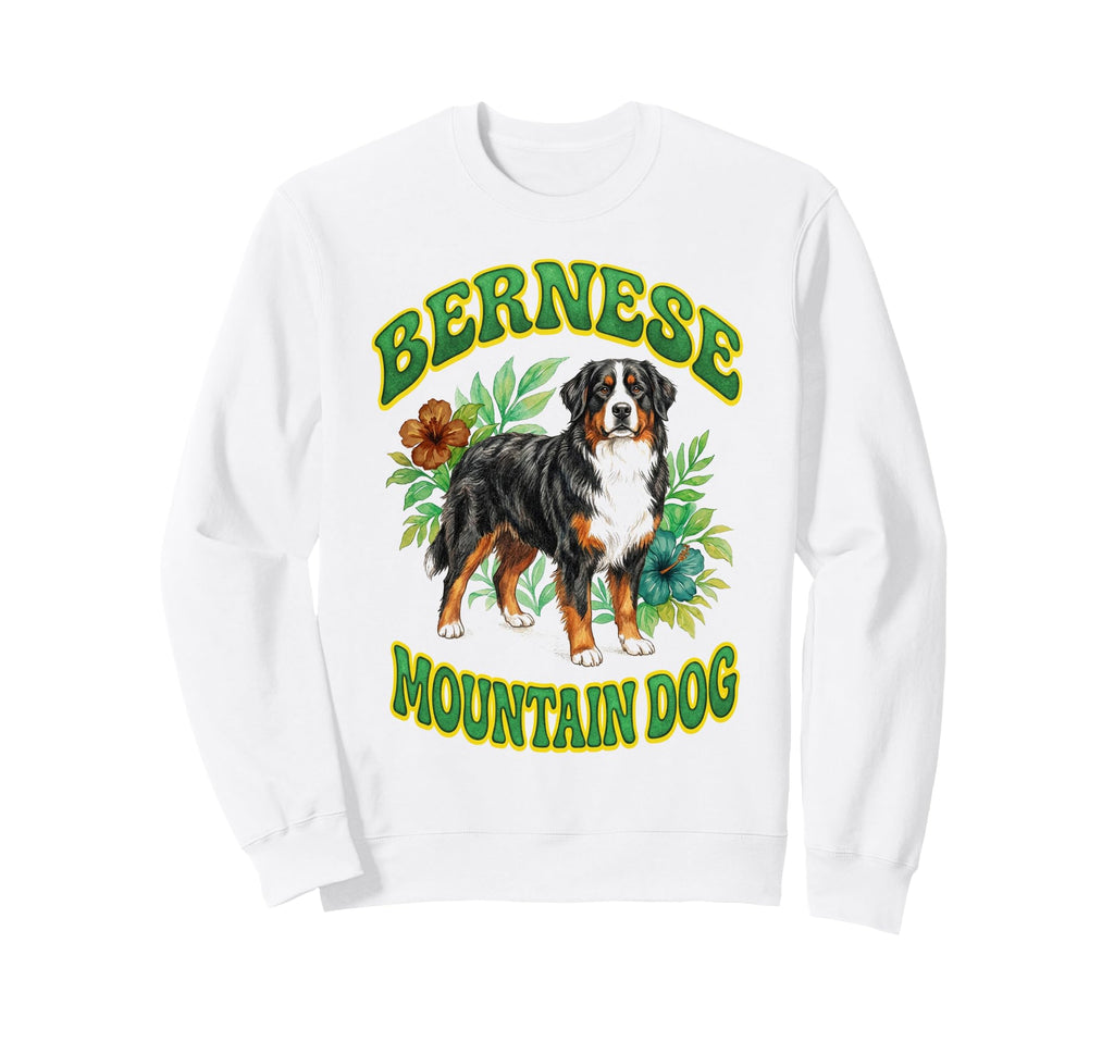 Bernese Mountain Dog Groovy Floral Sweatshirt - Unique Graphic for Adults - T-Shirt, Sweatshirt, Hoodie