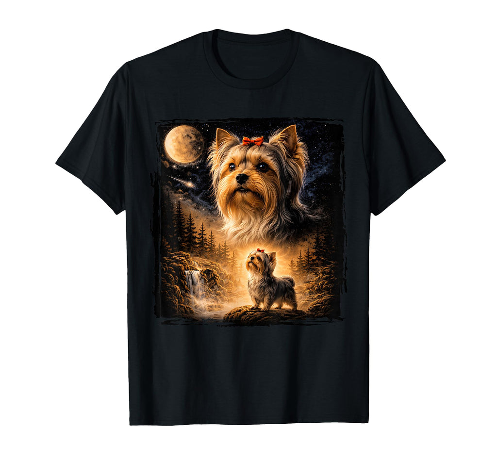 90S Yorkshire Terrier Howling Moon T-Shirt - Aesthetic Graphic for Adults - T-Shirt, Sweatshirt, Hoodie