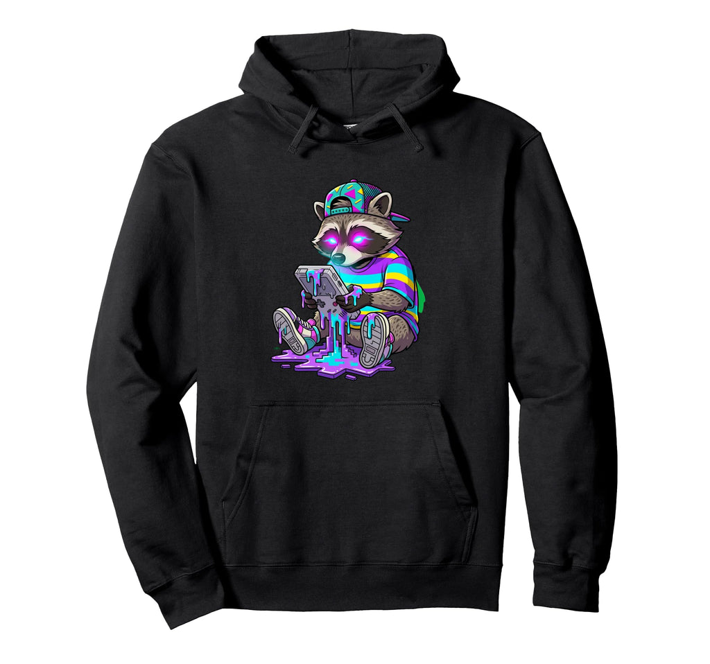 Gaming Raccoon 90S Handheld Console Hoodie - Unique Graphic for Adults - T-Shirt, Sweatshirt, Hoodie