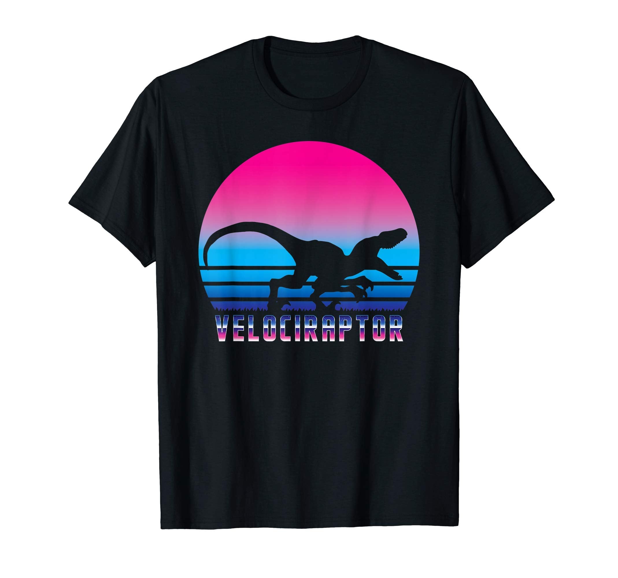 Velociraptor Dinosaur Vaporwave 80S Sunset T-Shirt - Unique Graphic Unisex - T-Shirt, Sweatshirt, Hoodie