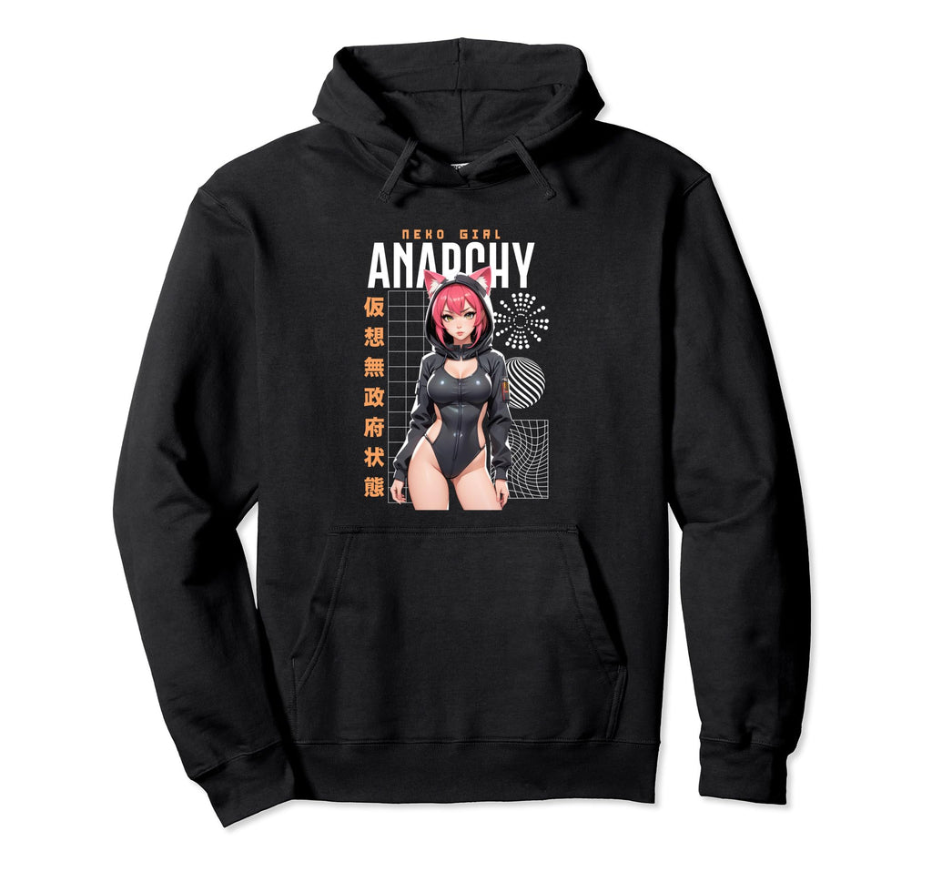 Japanese Anime Neko Urban Cyber Vaporwave Hoodie - Novelty Apparel Unisex - T-Shirt, Sweatshirt, Hoodie