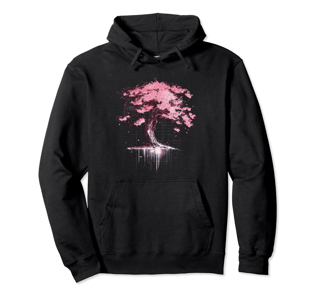 Japanese Cherry Blossom Vaporwave Hoodie - Trendy Graphic for Adults - T-Shirt, Sweatshirt, Hoodie