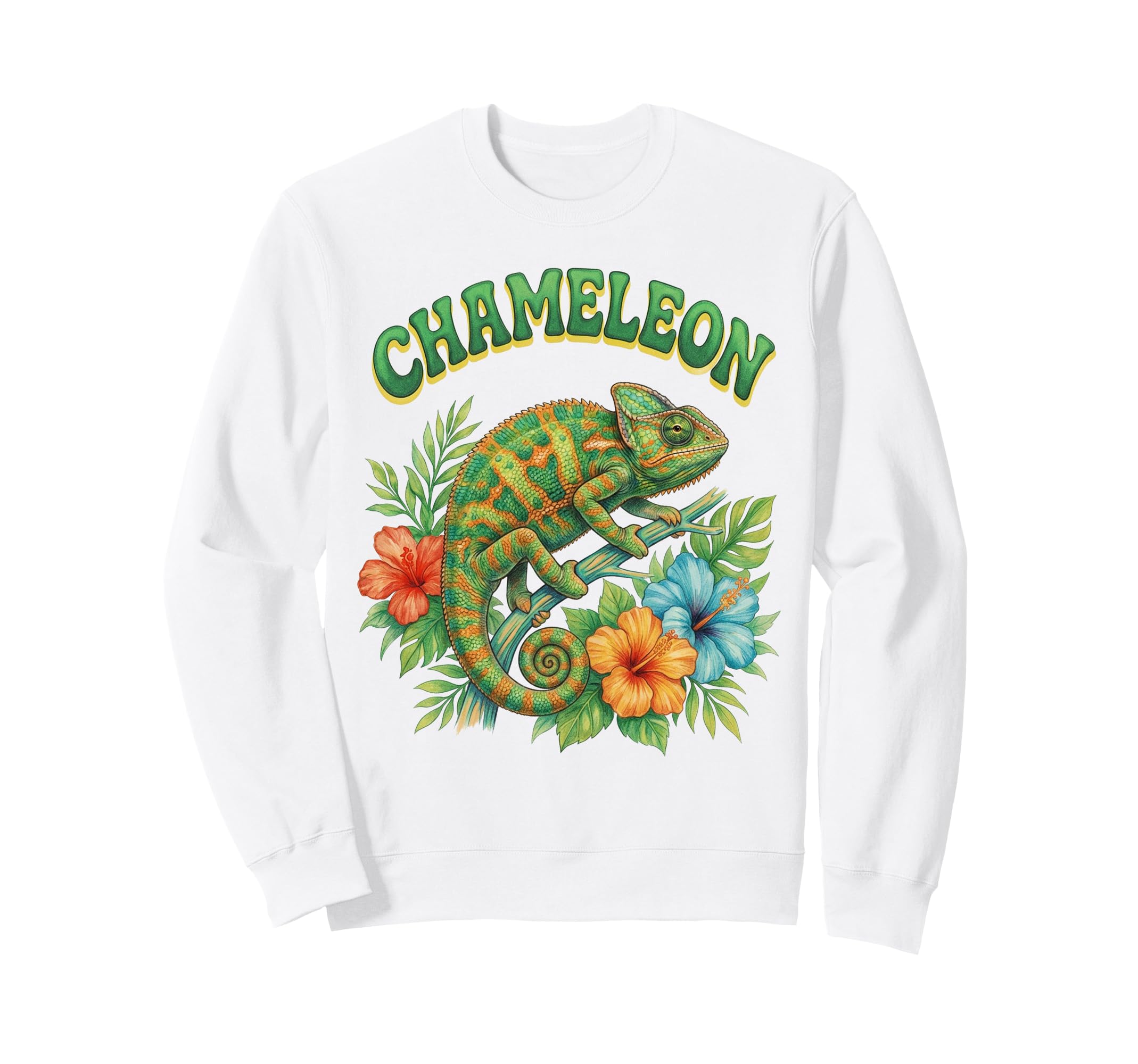 Chameleon Groovy Floral Chameleon Sweatshirt - Minimalist Print Men Women - T-Shirt, Sweatshirt, Hoodie