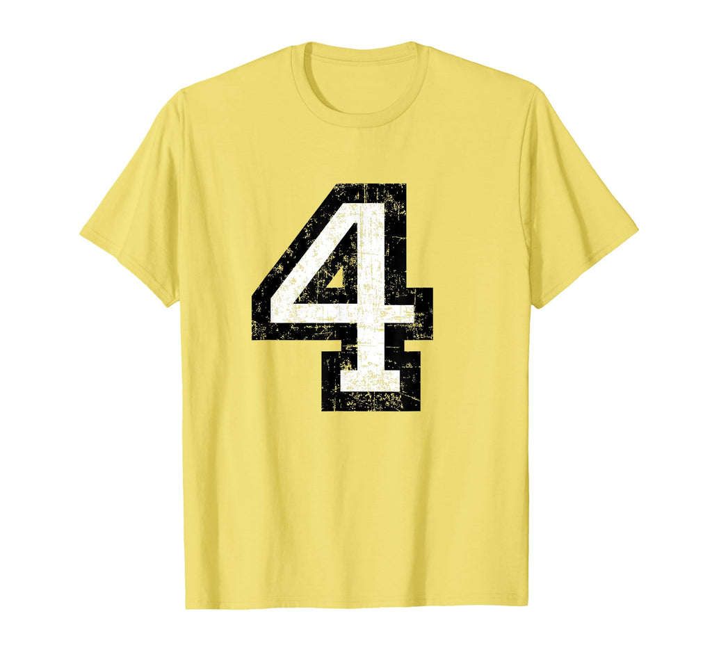 Number 4 Black White 4Th Birthday No 4 T-Shirt - Unique Graphic Unisex - T-Shirt, Sweatshirt, Hoodie