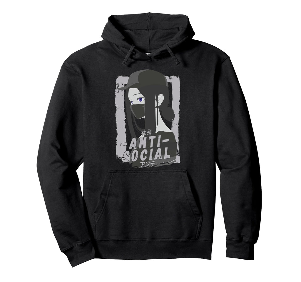 Anti Social Japanese Aesthetic Vaporwave Hoodie - Trendy Graphic Men Women - T-Shirt, Sweatshirt, Hoodie